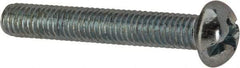 Made in USA - #10-32 UNF, 1-1/4" Length Under Head Slotted/Phillips Drive Machine Screw - Round Head, Grade J82 Steel, Zinc-Plated Finish, Without Washer - Eagle Tool & Supply