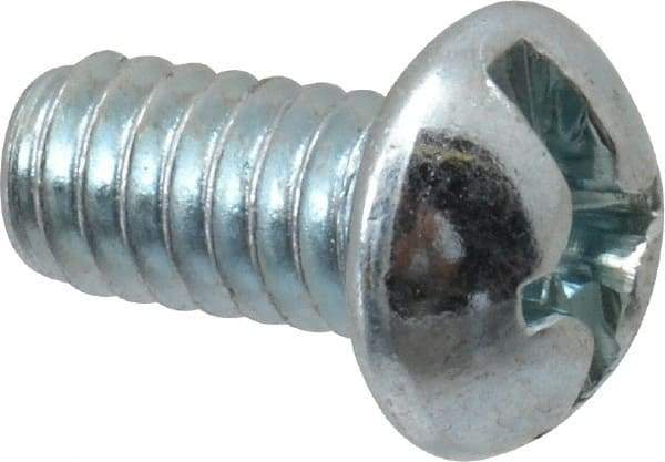 Value Collection - 1/4-20 UNC, 1/2" Length Under Head Slotted/Phillips Drive Machine Screw - Round Head, Grade 2 Steel, Zinc-Plated Finish, Without Washer - Eagle Tool & Supply