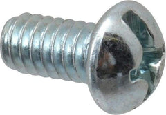 Value Collection - 1/4-20 UNC, 1/2" Length Under Head Slotted/Phillips Drive Machine Screw - Round Head, Grade 2 Steel, Zinc-Plated Finish, Without Washer - Eagle Tool & Supply