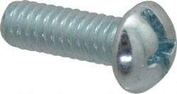 Value Collection - 1/4-20 UNC, 3/4" Length Under Head Slotted/Phillips Drive Machine Screw - Round Head, Grade J82 Steel, Zinc-Plated Finish, Without Washer - Eagle Tool & Supply
