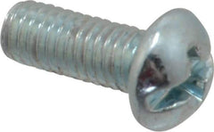 Value Collection - #10-32 UNF, 1/2" Length Under Head Slotted/Phillips Drive Machine Screw - Round Head, Grade J82 Steel, Zinc-Plated Finish, Without Washer - Eagle Tool & Supply