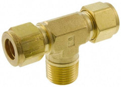 Parker - 3/4" OD, Brass Male Branch Tee - 1,900 Max Working psi, 1-1/16" Hex, Comp x Comp x MNPT Ends - Eagle Tool & Supply