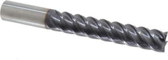 Niagara Cutter - 3/4", 4" LOC, 3/4" Shank Diam, 6" OAL, 5 Flute, Solid Carbide Square End Mill - Single End, TiAlN Finish, Spiral Flute, 45° Helix, Centercutting, Right Hand Cut, Right Hand Flute, Series S545 - Eagle Tool & Supply