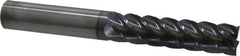 Niagara Cutter - 5/8", 2-1/2" LOC, 5/8" Shank Diam, 5" OAL, 5 Flute, Solid Carbide Square End Mill - Single End, TiAlN Finish, Spiral Flute, 45° Helix, Centercutting, Right Hand Cut, Right Hand Flute, Series S545 - Eagle Tool & Supply