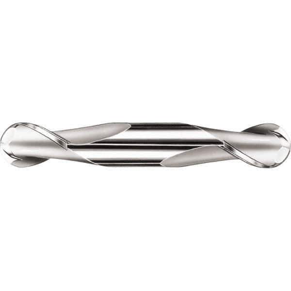 SGS - 10mm Diam, 14mm LOC, 2 Flute Solid Carbide Ball End Mill - Uncoated, Double End, 75mm OAL, 10mm Shank Diam, Spiral Flute - Eagle Tool & Supply