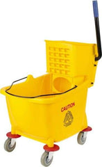 PRO-SOURCE - 31 Qt Plastic Bucket & Wringer - 22" Long x 18-1/2" High x 17" Wide, Yellow - Eagle Tool & Supply