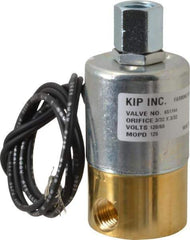 KIP - 1/4" Port, Direct Acting, Brass Solenoid Valve - Normally Closed, 125 Max PSI, Buna-N Seal - Eagle Tool & Supply