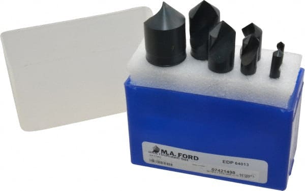 M.A. Ford - 7 Piece, 3/16 to 1" Head Diam, 90° Included Angle, Single End Countersink Set - Eagle Tool & Supply