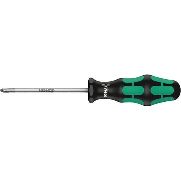 Wera - #2 Point, 4" Blade Length Posidrive Screwdriver - 398mm OAL - Eagle Tool & Supply