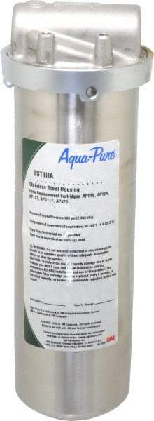 3M Aqua-Pure - 3/4 Inch Pipe, FNPT End Connections, 9-3/4 Inch Long Cartridge, 12.03 Inch Long, Cartridge Filter Housing without Pressure Relief - 1 Cartridge, 1-10 Max GPM Flow Rate, 300 psi Max Working Pressure, 304 Grade, Standard Housing - Eagle Tool & Supply