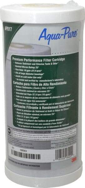 3M Aqua-Pure - 4-1/2" OD, 25µ, Large Diameter Carbon Cartridge Filter - 9-3/4" Long, Reduces Sediments, Tastes, Odors & Chlorine - Eagle Tool & Supply