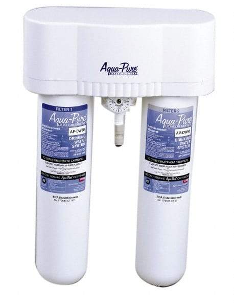 3M Aqua-Pure - 0.6 GPM Max Flow Rate, 1/4 Inch Pipe, Under Sink, Dual Filtration Water Filter System - 2 Housings, Reduces Sediment, Taste, Odor, Chlorine, VOC's, MTBE's, Lead, Cysts - Eagle Tool & Supply