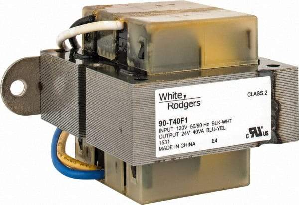 White-Rodgers - 3-1/4" Wide x 2.19" Deep x 2-3/4" High, Foot Mount HVAC Transformer - 40 Amperage Rating, 120 Primary Voltage, 24 Secondary Voltage - Eagle Tool & Supply