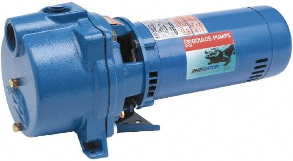 Goulds Pumps - 230 Volt, 17.2 Amp, 1 Phase, 3 HP, Self Priming Centrifugal Pump - 48J Frame, 1-1/2 Inch Inlet, 46 Head Pressure, 105 Max GPM, ODP Motor, Cast Iron Housing, Noryl Impeller, 107 Ft. Shut Off, Carbon Ceramic Mechanical Seal - Eagle Tool & Supply