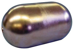 Made in USA - 6" Diam x 10" Long, Oblong, Tubed Through Connection, Metal Float - 3/8" Rod Thread, Copper, 25 Max psi, 21 Gauge - Eagle Tool & Supply
