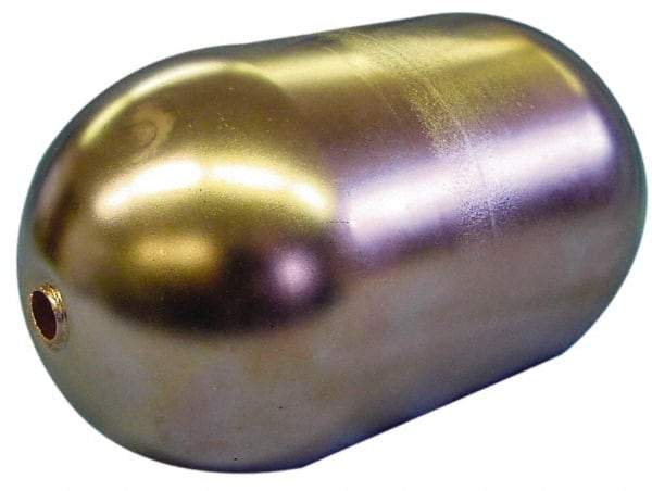 Made in USA - 3" Diam x 7" Long, Oblong, Tubed Through Connection, Metal Float - 3/8" Rod Thread, Copper, 25 Max psi, 20 Gauge - Eagle Tool & Supply