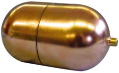 Made in USA - 4" Diam x 7" Long, Oblong, Tubed Through Connection, Metal Float - 1/4" Rod Thread, Copper, 25 Max psi, 23 Gauge - Eagle Tool & Supply