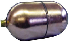Made in USA - 4" Diam x 7" Long, Oblong, Round Spud Connection, Metal Float - 1/4-20 Thread, Stainless Steel, 150 Max psi, 19 Gauge - Eagle Tool & Supply