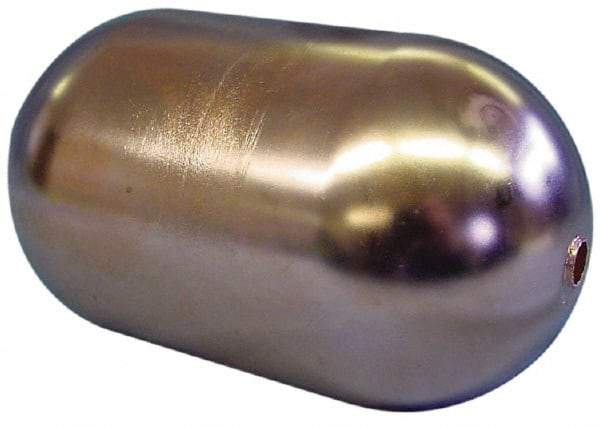 Made in USA - 6" Diam x 8" Long, Oblong, Tubed Through Connection, Metal Float - 3/8" Rod Thread, Copper, 25 Max psi, 21 Gauge - Eagle Tool & Supply