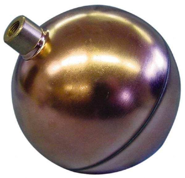 Made in USA - 4" Diam, Spherical, Round Spud Connection, Metal Float - 1/8 NPT Thread, Copper, 25 Max psi, 23 Gauge - Eagle Tool & Supply