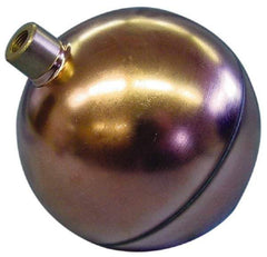 Made in USA - 4" Diam, Spherical, Round Spud Connection, Metal Float - 1/8 NPT Thread, Copper, 25 Max psi, 23 Gauge - Eagle Tool & Supply