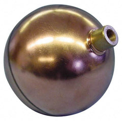 Made in USA - 10" Diam, Spherical, Round Spud Connection, Metal Float - 1/4" Straight Thread, Stainless Steel, 450 Max psi, 18 Gauge - Eagle Tool & Supply