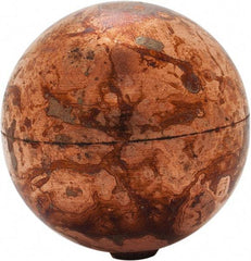 Made in USA - 2" Diam, Spherical, Internal Connection, Metal Float - 8-32 Thread, Copper, 25 Max psi, 24 Gauge - Eagle Tool & Supply