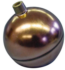 Made in USA - 6" Diam, Spherical, Round Spud Connection, Metal Float - 5/16-18 Thread, Copper, 25 Max psi, 23 Gauge - Eagle Tool & Supply