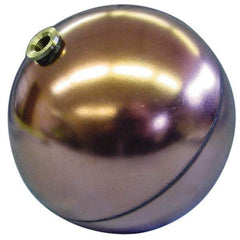 Made in USA - 6" Diam, Spherical, Hex Spud Connection, Metal Float - 3/8-16 Thread, Copper, 25 Max psi, 23 Gauge - Eagle Tool & Supply