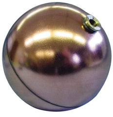 Made in USA - 6" Diam, Spherical, Hex Spud Connection, Metal Float - 1/4 NPT Thread, Copper, 25 Max psi, 23 Gauge - Eagle Tool & Supply