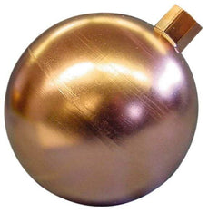 Made in USA - 9" Diam, Spherical, Round Spud Connection, Metal Float - 3/8 NPT Thread, Copper, 25 Max psi, 20 Gauge - Eagle Tool & Supply