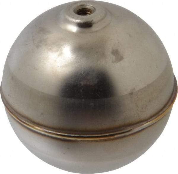 Made in USA - 2" Diam, Spherical, Internal Connection, Metal Float - 10-32 Thread, Stainless Steel, 1,000 Max psi, 22 Gauge - Eagle Tool & Supply