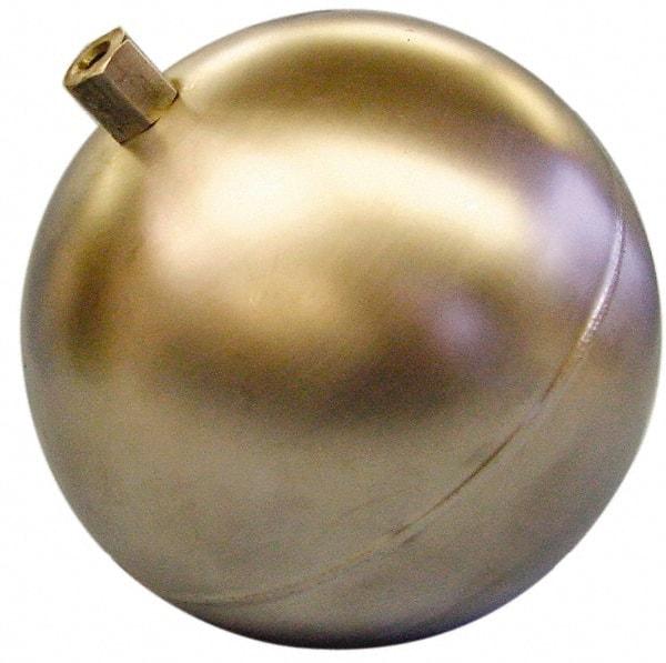 Made in USA - 9" Diam, Spherical, Hex Spud Connection, Metal Float - 1/4" Straight Thread, Stainless Steel, 500 Max psi, 14 Gauge - Eagle Tool & Supply