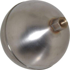 Made in USA - 3-1/2" Diam, Spherical, Hex Spud Connection, Metal Float - 1/8" Straight Thread, Stainless Steel, 700 Max psi, 24 Gauge - Eagle Tool & Supply