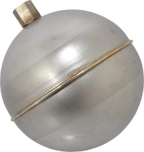 Made in USA - 4" Diam, Spherical, Hex Spud Connection, Metal Float - 1/4-20 Thread, Stainless Steel, 900 Max psi, 19 Gauge - Eagle Tool & Supply