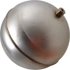Made in USA - 6" Diam, Spherical, Hex Spud Connection, Metal Float - 1/4-20 Thread, Stainless Steel, 800 Max psi, 18 Gauge - Eagle Tool & Supply