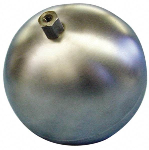 Made in USA - 7" Diam, Spherical, Hex Spud Connection, Metal Float - 1/4" Straight Thread, Stainless Steel, 650 Max psi, 14 Gauge - Eagle Tool & Supply