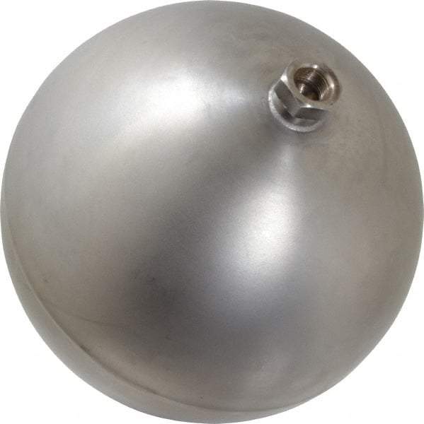 Made in USA - 8" Diam, Spherical, Hex Spud Connection, Metal Float - 3/8" Straight Thread, Stainless Steel, 450 Max psi, 21 Gauge - Eagle Tool & Supply