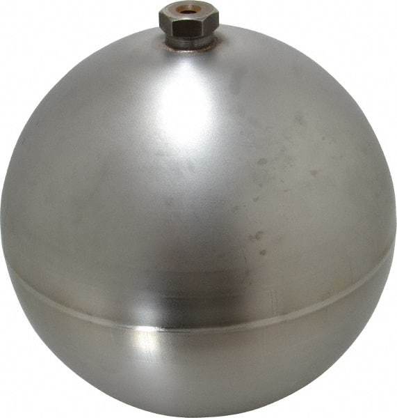 Made in USA - 8" Diam, Spherical, Hex Spud Connection, Metal Float - 3/8-16 Thread, Stainless Steel, 450 Max psi, 21 Gauge - Eagle Tool & Supply