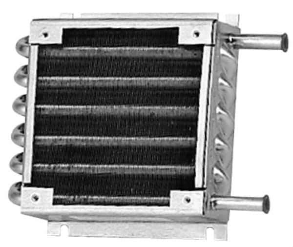 Lytron - 3/8" Tube OD, 1 Fan Mount, Liquid-To-Air Stainless Steel Tubed Process Equipment Heat Exchanger - Deionized Water Cooler, Corrosive Liquid Cooler, 5.8" High x 7.8" Wide x 1.8" Deep, 1,140 BTU/Hr, 400°F Max - Eagle Tool & Supply