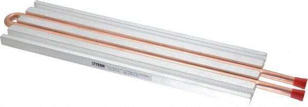 Lytron - 12" Long x 3-1/2" High, Straight Connection Copper Tube Cold Plate - 3/8 OD Tube, 2-Pass Fluid Path, Water Cooling, 1/2" Thick - Eagle Tool & Supply