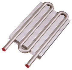 Lytron - 6" Long x 3-1/2" High, Straight Connection Stainless Steel Tube Cold Plate - 3/8 OD Tube, 4-Pass Fluid Path, Deionized Water or Corrosive Fluids Cooling, 1/2" Thick - Eagle Tool & Supply