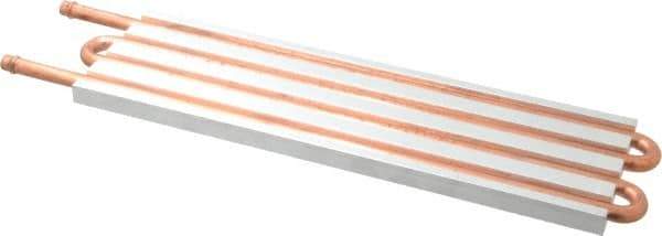 Lytron - 12" Long x 3-1/2" High, Beaded Connection Copper Tube Cold Plate - 3/8 OD Tube, 4-Pass Fluid Path, Water Cooling, 1/2" Thick - Eagle Tool & Supply