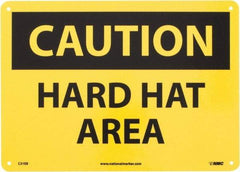 NMC - "Caution - Hard Hat Area", 10" Long x 14" Wide, Fiberglass Safety Sign - Rectangle, 0.095" Thick, Use for Accident Prevention - Eagle Tool & Supply