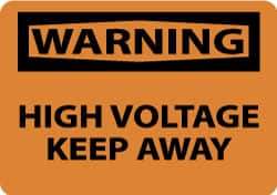 NMC - "Warning - High Voltage Keep Away", 10" Long x 14" Wide, Fiberglass Safety Sign - Rectangle, 0.095" Thick, Use for Accident Prevention - Eagle Tool & Supply