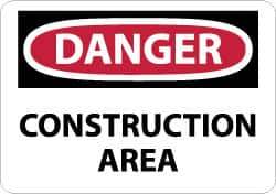 NMC - "Danger - Construction Area", 10" Long x 14" Wide, Fiberglass Safety Sign - Rectangle, 0.095" Thick, Use for Security & Admittance - Eagle Tool & Supply