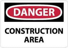 NMC - "Danger - Construction Area", 7" Long x 10" Wide, Rigid Plastic Safety Sign - Rectangle, 0.05" Thick, Use for Security & Admittance - Eagle Tool & Supply