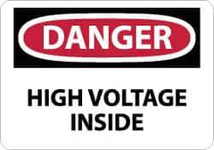 NMC - "Danger - High Voltage Inside", 10" Long x 14" Wide, Fiberglass Safety Sign - Rectangle, 0.095" Thick, Use for Accident Prevention - Eagle Tool & Supply