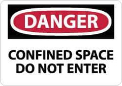 NMC - Accident Prevention Label, Header: DANGER - Legend: Danger - Confined Space - Do Not Enter, English, Red, Black & White, 5" Long x 3" High, Sign Muscle Finish - Eagle Tool & Supply