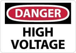 NMC - "Danger - High Voltage", 10" Long x 14" Wide, Fiberglass Safety Sign - Rectangle, 0.095" Thick, Use for Accident Prevention - Eagle Tool & Supply